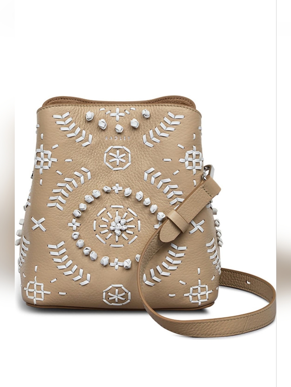 Radley London Cream Tan Stitched Bag Leather Crossbody Purse